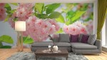 Fotobehang roze Japanse kers woonkamer